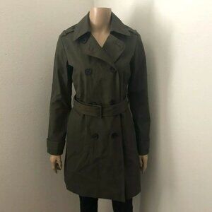Abercrombie & Fitch Womens Belted Trench Coat Size XS Olive Green
